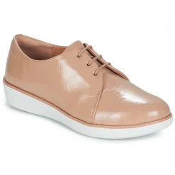 Chaussures Femme Derbies FitFlop DERBY CRINKLE PATENT Taupe