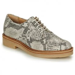 Chaussures Femme Derbies Kickers OXFORK Blanc / Noir / Python