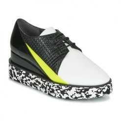 Chaussures Femme Derbies United nude SPARK DERBY Noir / Blanc / Jaune