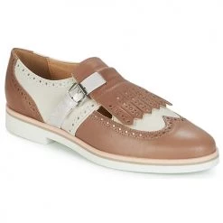 Chaussures Femme Derbies Geox JANALEE B Sable / Blanc