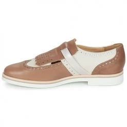 Chaussures Femme Derbies Geox JANALEE B Sable / Blanc -Derbies Soldes 6819439 500 D