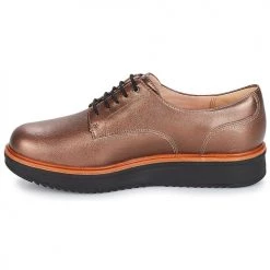 Chaussures Femme Derbies Clarks TEADALE Dark Tan Lea -Derbies Soldes 8058552 500 D